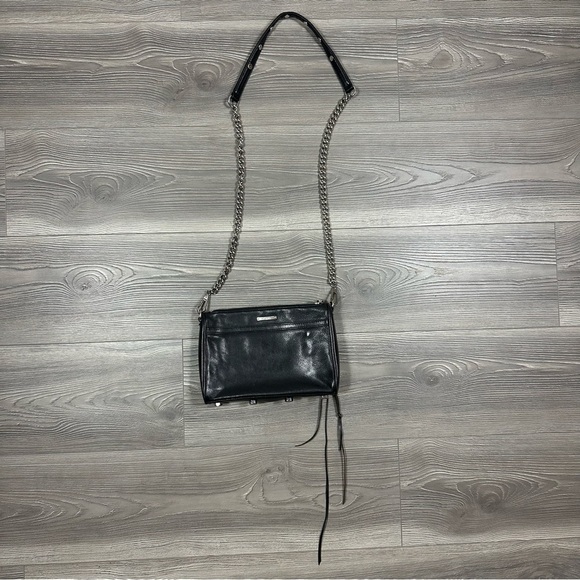 Rebecca Minkoff Mini Mac Black Leather Crossbody Bag with Silver Hardware - Picture 6 of 6
